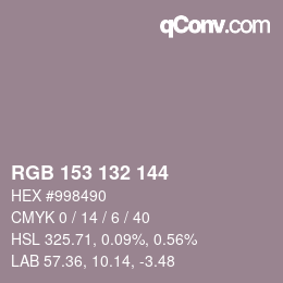 颜色代码: RGB 153 132 144 | qconv.com