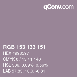 Código de color: RGB 153 133 151 | qconv.com
