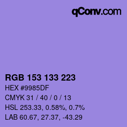 Color code: RGB 153 133 223 | qconv.com