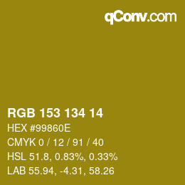 Color code: RGB 153 134 14 | qconv.com