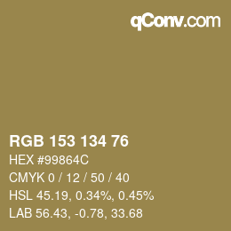 Color code: RGB 153 134 76 | qconv.com