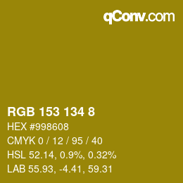 Color code: RGB 153 134 8 | qconv.com