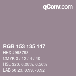 Código de color: RGB 153 135 147 | qconv.com