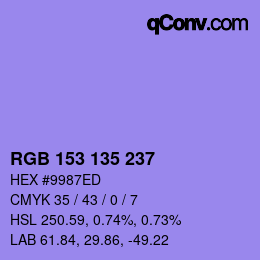 Color code: RGB 153 135 237 | qconv.com