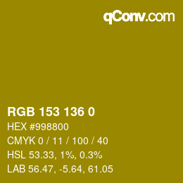 Color code: RGB 153 136 0 | qconv.com
