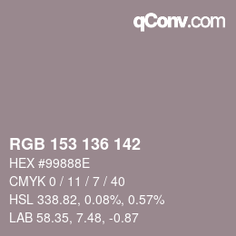 Color code: RGB 153 136 142 | qconv.com