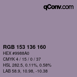 Color code: RGB 153 136 160 | qconv.com