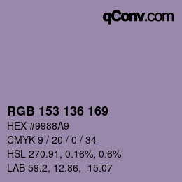 Color code: RGB 153 136 169 | qconv.com