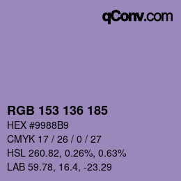 Color code: RGB 153 136 185 | qconv.com