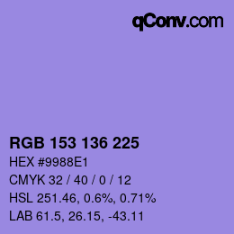 Color code: RGB 153 136 225 | qconv.com