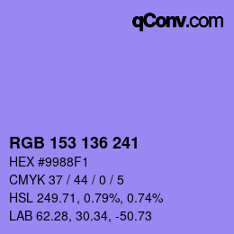 Color code: RGB 153 136 241 | qconv.com