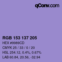 Farbcode: RGB 153 137 205 | qconv.com