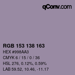 Código de color: RGB 153 138 163 | qconv.com