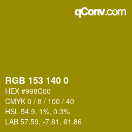 Color code: RGB 153 140 0 | qconv.com