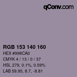 Color code: RGB 153 140 160 | qconv.com