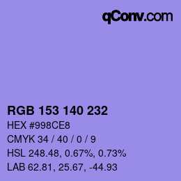 Farbcode: RGB 153 140 232 | qconv.com