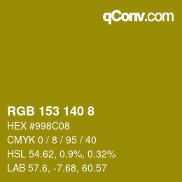 Color code: RGB 153 140 8 | qconv.com