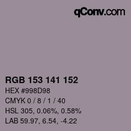 Color code: RGB 153 141 152 | qconv.com