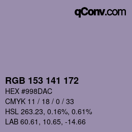 Color code: RGB 153 141 172 | qconv.com