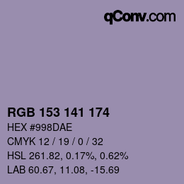 Color code: RGB 153 141 174 | qconv.com