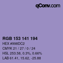 Color code: RGB 153 141 194 | qconv.com