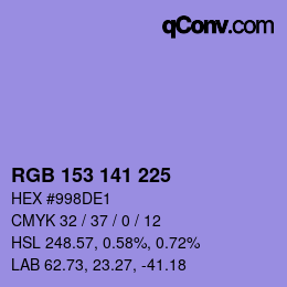 Color code: RGB 153 141 225 | qconv.com