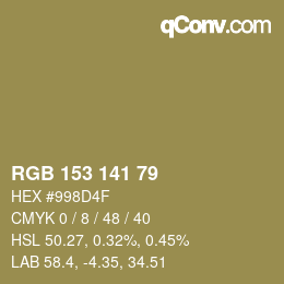 Color code: RGB 153 141 79 | qconv.com