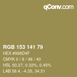 颜色代码: RGB 153 141 79 | qconv.com