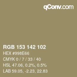 Color code: RGB 153 142 102 | qconv.com