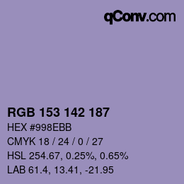 Color code: RGB 153 142 187 | qconv.com