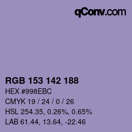 Color code: RGB 153 142 188 | qconv.com