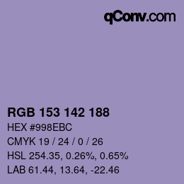 カラーコード: RGB 153 142 188 | qconv.com