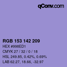 カラーコード: RGB 153 142 209 | qconv.com