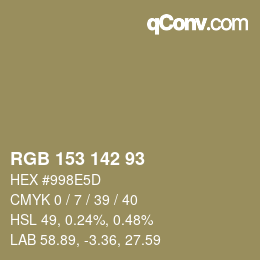 カラーコード: RGB 153 142 93 | qconv.com