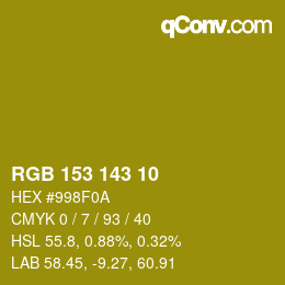 Color code: RGB 153 143 10 | qconv.com