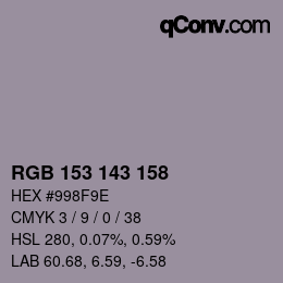 颜色代码: RGB 153 143 158 | qconv.com