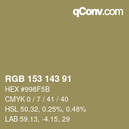 Color code: RGB 153 143 91 | qconv.com