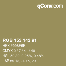 Código de color: RGB 153 143 91 | qconv.com