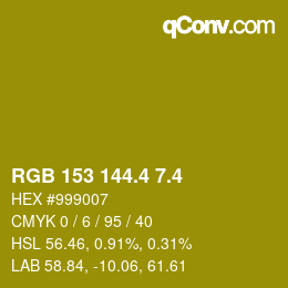 カラーコード: RGB 153 144.4 7.4 | qconv.com