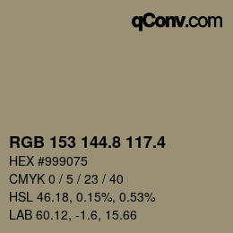 カラーコード: RGB 153 144.8 117.4 | qconv.com