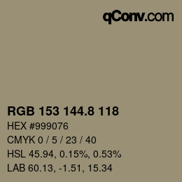 カラーコード: RGB 153 144.8 118 | qconv.com
