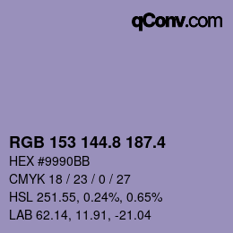 カラーコード: RGB 153 144.8 187.4 | qconv.com