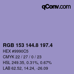 カラーコード: RGB 153 144.8 197.4 | qconv.com