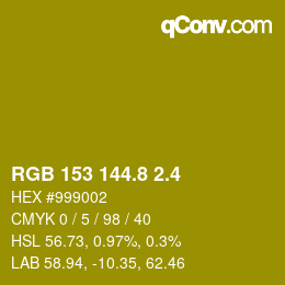 カラーコード: RGB 153 144.8 2.4 | qconv.com