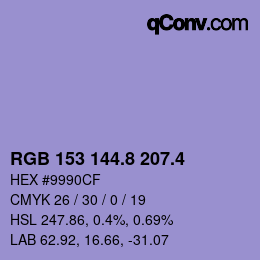 カラーコード: RGB 153 144.8 207.4 | qconv.com