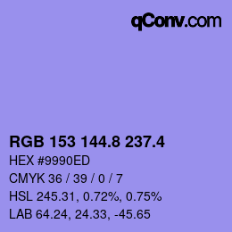 カラーコード: RGB 153 144.8 237.4 | qconv.com