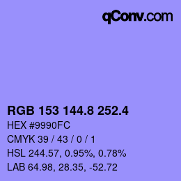 カラーコード: RGB 153 144.8 252.4 | qconv.com