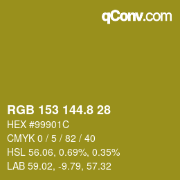 カラーコード: RGB 153 144.8 28 | qconv.com