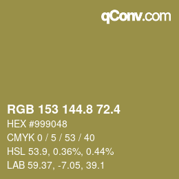 カラーコード: RGB 153 144.8 72.4 | qconv.com