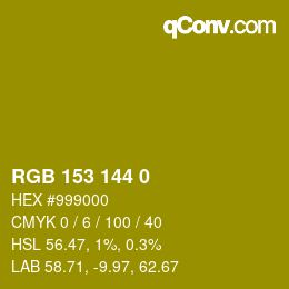 Color code: RGB 153 144 0 | qconv.com